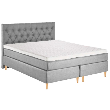 Sov Bedre Kontinental seng 160x200 cm - Lysegrå - Inkl.  topmadras og stål ben - Udstillingmodel - Sov Bedre Senge