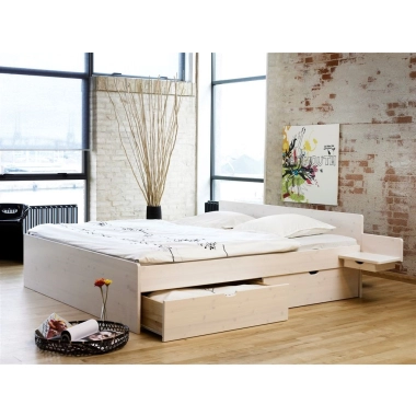 Messina Skuffe Seng i Fyrretræ i hvid eller ludolie - Sengeramme B: 200 CM